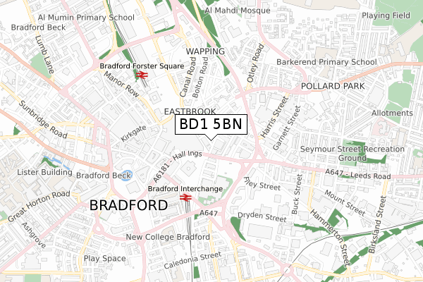 BD1 5BN map - small scale - OS Open Zoomstack (Ordnance Survey)