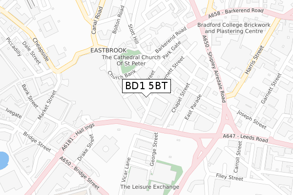 BD1 5BT map - large scale - OS Open Zoomstack (Ordnance Survey)