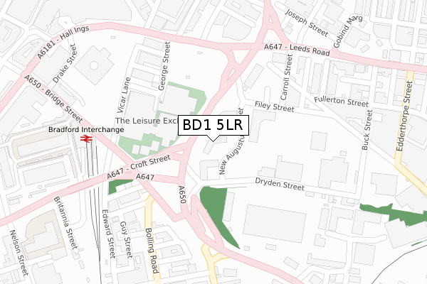 BD1 5LR map - large scale - OS Open Zoomstack (Ordnance Survey)