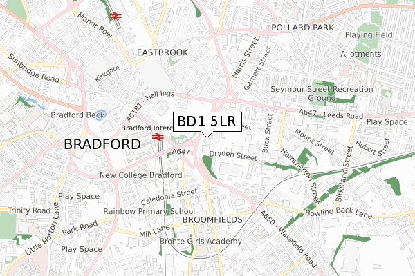 BD1 5LR map - small scale - OS Open Zoomstack (Ordnance Survey)