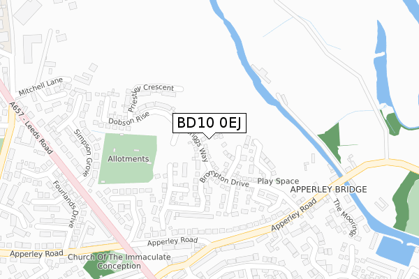 BD10 0EJ map - large scale - OS Open Zoomstack (Ordnance Survey)