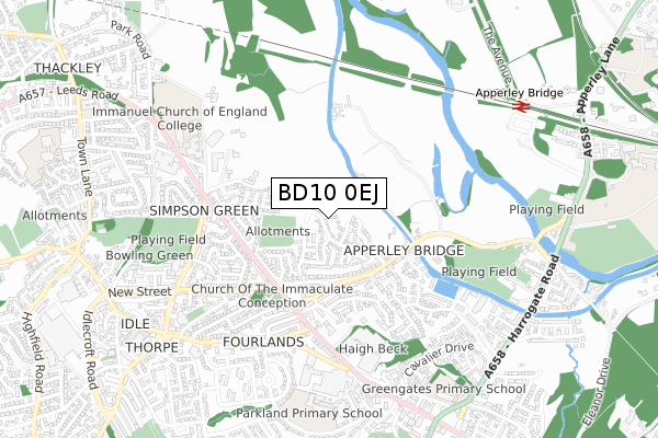 BD10 0EJ map - small scale - OS Open Zoomstack (Ordnance Survey)