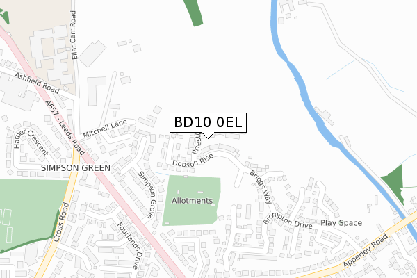 BD10 0EL map - large scale - OS Open Zoomstack (Ordnance Survey)