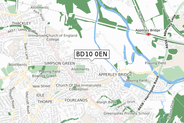 BD10 0EN map - small scale - OS Open Zoomstack (Ordnance Survey)