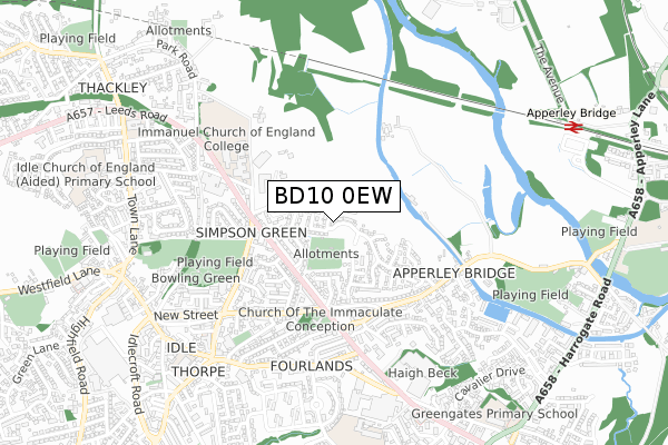 BD10 0EW map - small scale - OS Open Zoomstack (Ordnance Survey)