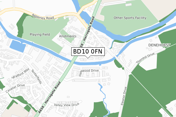 BD10 0FN map - large scale - OS Open Zoomstack (Ordnance Survey)