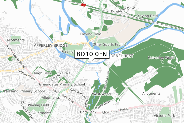 BD10 0FN map - small scale - OS Open Zoomstack (Ordnance Survey)