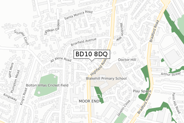 BD10 8DQ map - large scale - OS Open Zoomstack (Ordnance Survey)
