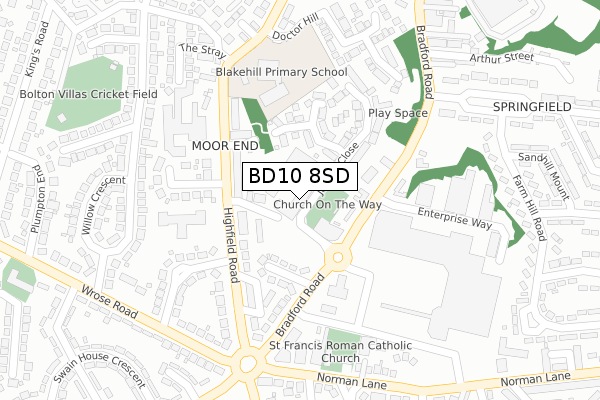 BD10 8SD map - large scale - OS Open Zoomstack (Ordnance Survey)