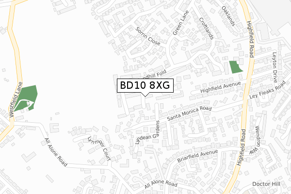 BD10 8XG map - large scale - OS Open Zoomstack (Ordnance Survey)