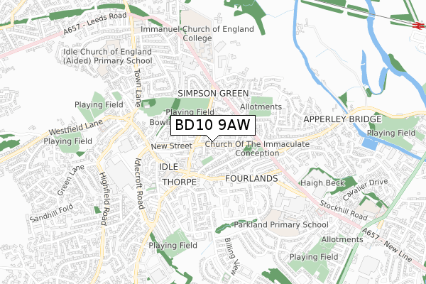 BD10 9AW map - small scale - OS Open Zoomstack (Ordnance Survey)