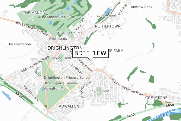 BD11 1EW map - small scale - OS Open Zoomstack (Ordnance Survey)