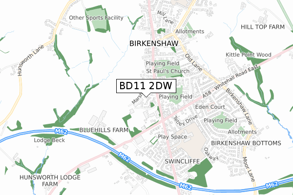 BD11 2DW map - small scale - OS Open Zoomstack (Ordnance Survey)