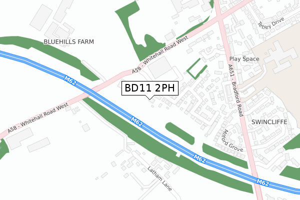 BD11 2PH map - large scale - OS Open Zoomstack (Ordnance Survey)