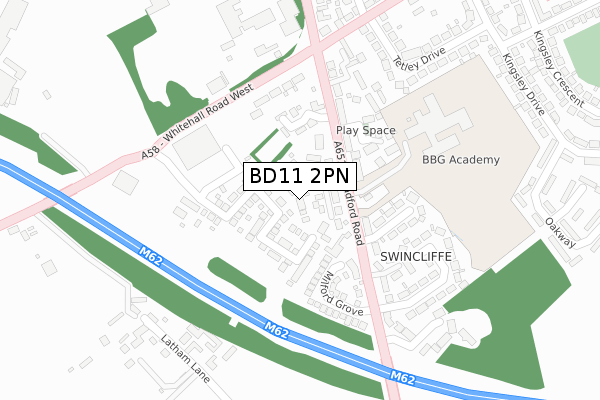 BD11 2PN map - large scale - OS Open Zoomstack (Ordnance Survey)