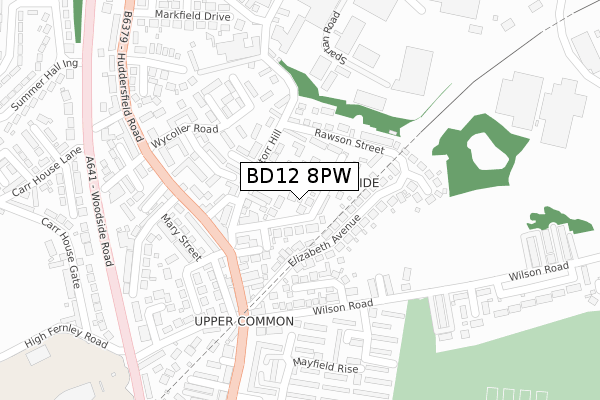 BD12 8PW map - large scale - OS Open Zoomstack (Ordnance Survey)