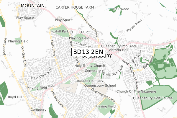 BD13 2EN map - small scale - OS Open Zoomstack (Ordnance Survey)