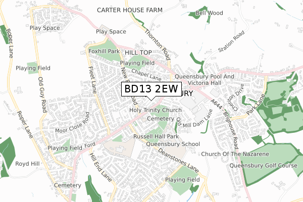 BD13 2EW map - small scale - OS Open Zoomstack (Ordnance Survey)