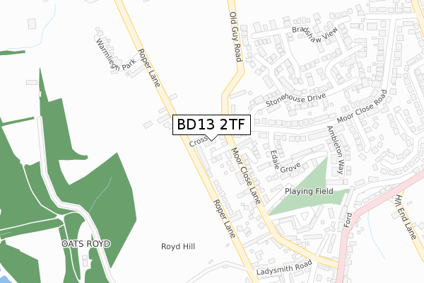 BD13 2TF map - large scale - OS Open Zoomstack (Ordnance Survey)