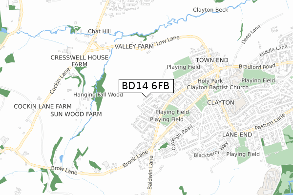 BD14 6FB map - small scale - OS Open Zoomstack (Ordnance Survey)