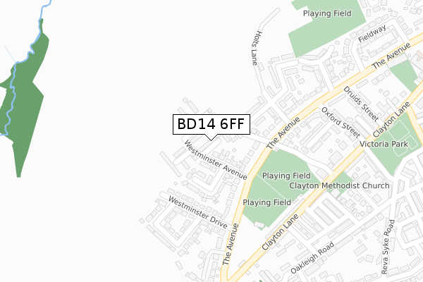 BD14 6FF map - large scale - OS Open Zoomstack (Ordnance Survey)