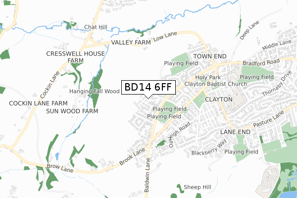 BD14 6FF map - small scale - OS Open Zoomstack (Ordnance Survey)