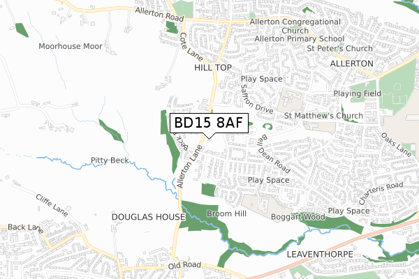 BD15 8AF map - small scale - OS Open Zoomstack (Ordnance Survey)