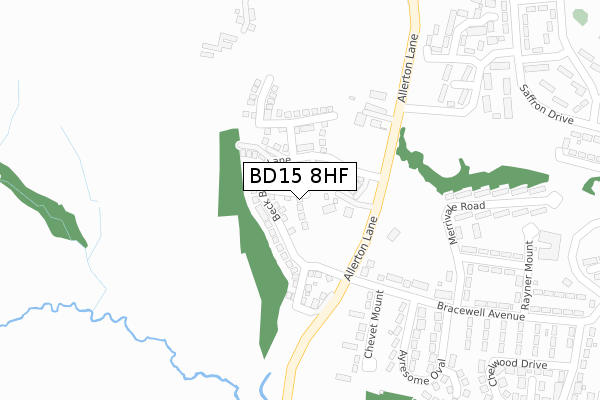 BD15 8HF map - large scale - OS Open Zoomstack (Ordnance Survey)