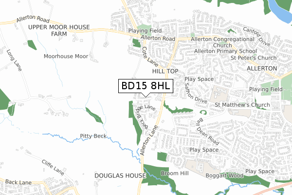 BD15 8HL map - small scale - OS Open Zoomstack (Ordnance Survey)