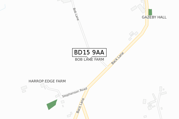 BD15 9AA map - large scale - OS Open Zoomstack (Ordnance Survey)