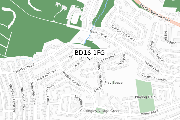 BD16 1FG map - large scale - OS Open Zoomstack (Ordnance Survey)