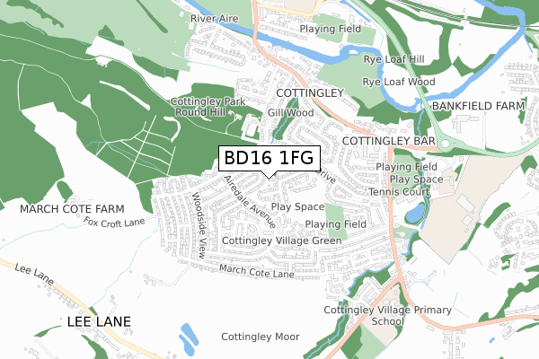 BD16 1FG map - small scale - OS Open Zoomstack (Ordnance Survey)