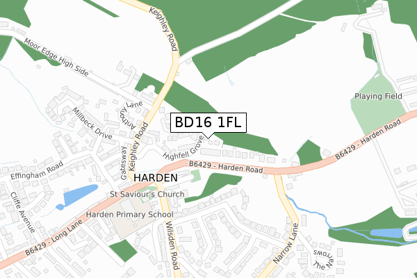 BD16 1FL map - large scale - OS Open Zoomstack (Ordnance Survey)