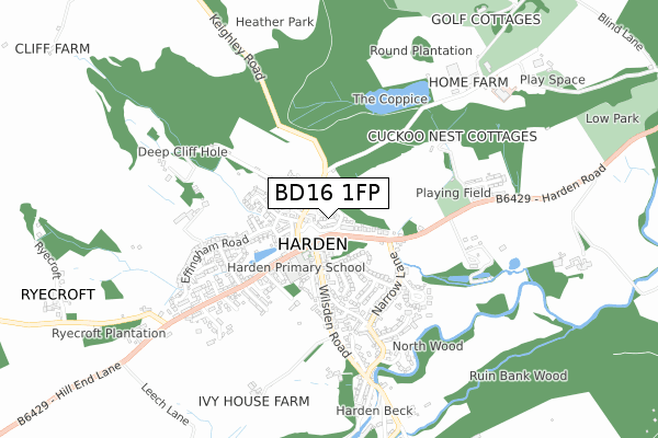 BD16 1FP map - small scale - OS Open Zoomstack (Ordnance Survey)