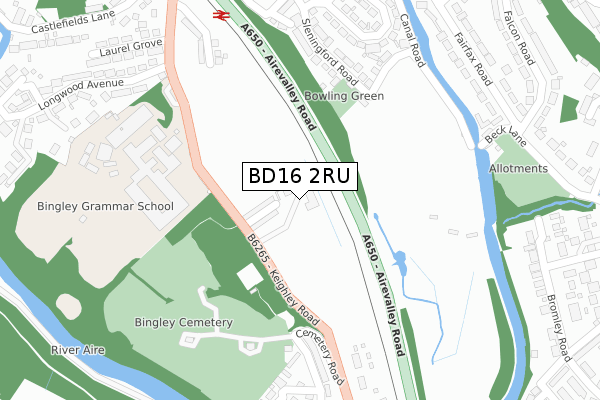 BD16 2RU map - large scale - OS Open Zoomstack (Ordnance Survey)