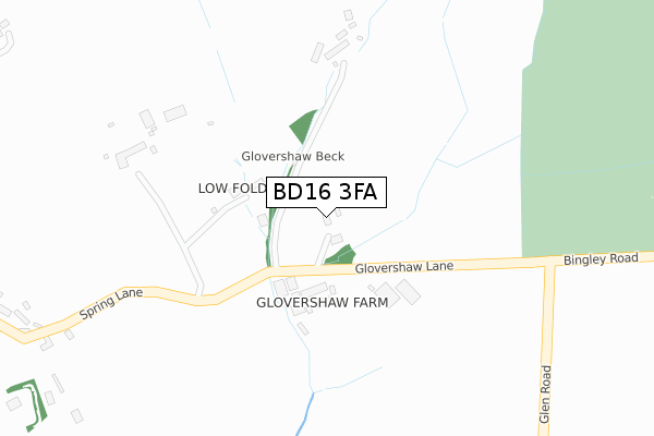 BD16 3FA map - large scale - OS Open Zoomstack (Ordnance Survey)