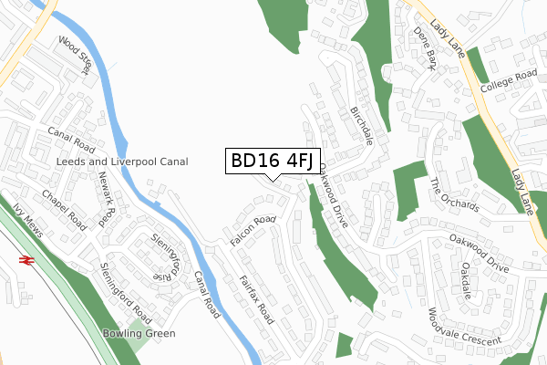 BD16 4FJ map - large scale - OS Open Zoomstack (Ordnance Survey)