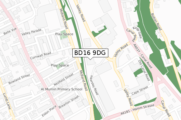 BD16 9DG map - large scale - OS Open Zoomstack (Ordnance Survey)