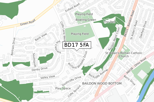 BD17 5FA map - large scale - OS Open Zoomstack (Ordnance Survey)