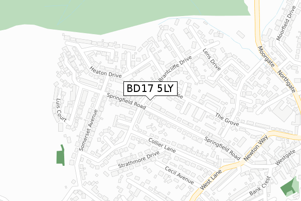 BD17 5LY map - large scale - OS Open Zoomstack (Ordnance Survey)