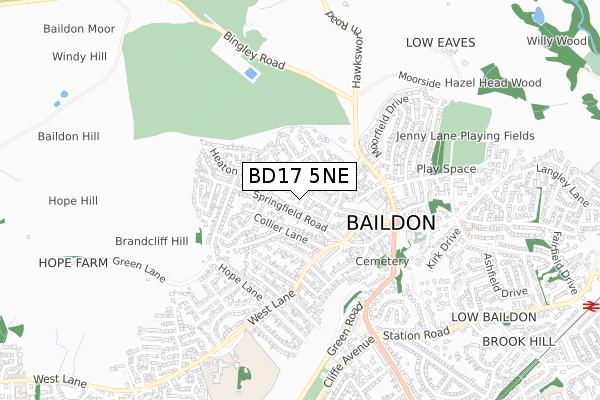 BD17 5NE map - small scale - OS Open Zoomstack (Ordnance Survey)