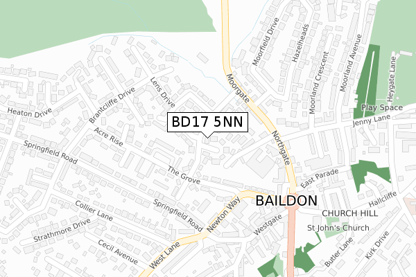 BD17 5NN map - large scale - OS Open Zoomstack (Ordnance Survey)