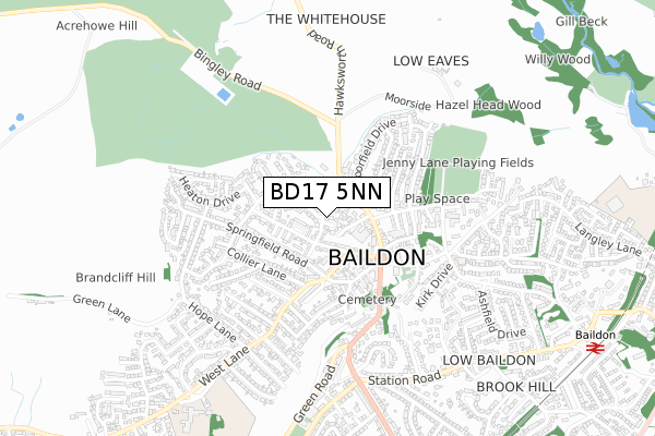 BD17 5NN map - small scale - OS Open Zoomstack (Ordnance Survey)