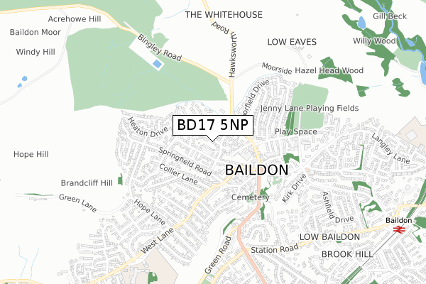 BD17 5NP map - small scale - OS Open Zoomstack (Ordnance Survey)