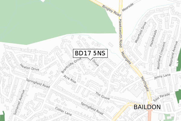 BD17 5NS map - large scale - OS Open Zoomstack (Ordnance Survey)