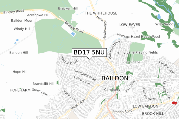 BD17 5NU map - small scale - OS Open Zoomstack (Ordnance Survey)