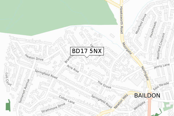 BD17 5NX map - large scale - OS Open Zoomstack (Ordnance Survey)