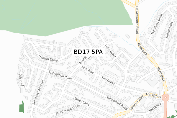 BD17 5PA map - large scale - OS Open Zoomstack (Ordnance Survey)