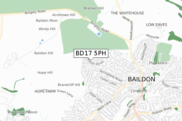 BD17 5PH map - small scale - OS Open Zoomstack (Ordnance Survey)