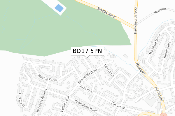 BD17 5PN map - large scale - OS Open Zoomstack (Ordnance Survey)